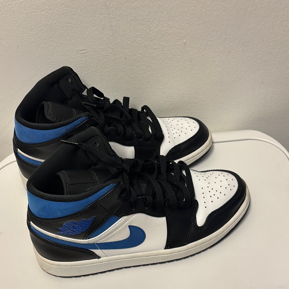 Nike Men’s Air Jordan 1 Mid Racer Blue/white/black 9.5 High-Top Sneakers - Picture 11 of 14